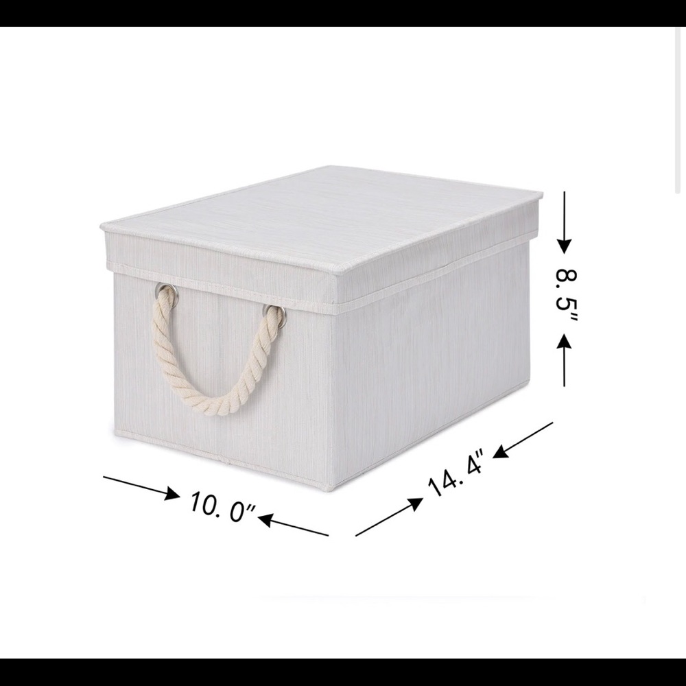 BRAND NEW Bamboo Style Fabric Boxes with Lids and Cotton Handles (Large)